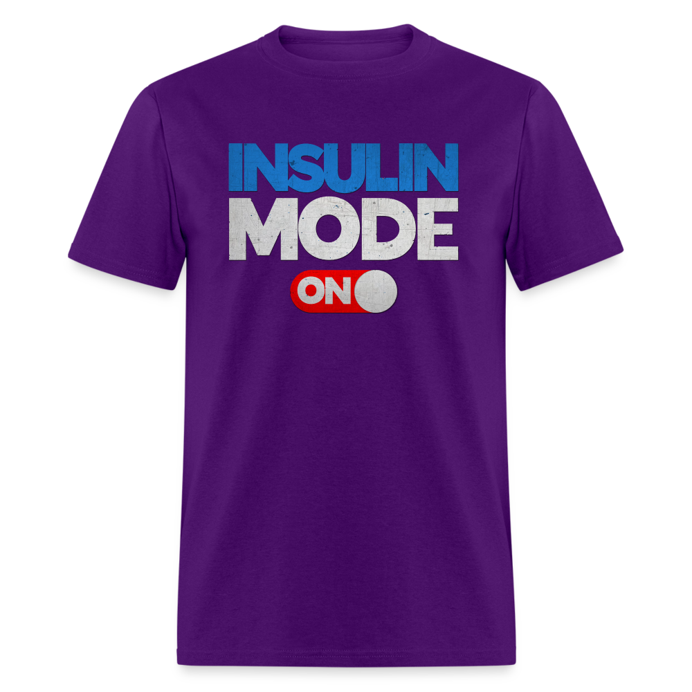 Insulin Mode "ON" Adult Diabetic Humor Unisex T-Shirt - purple