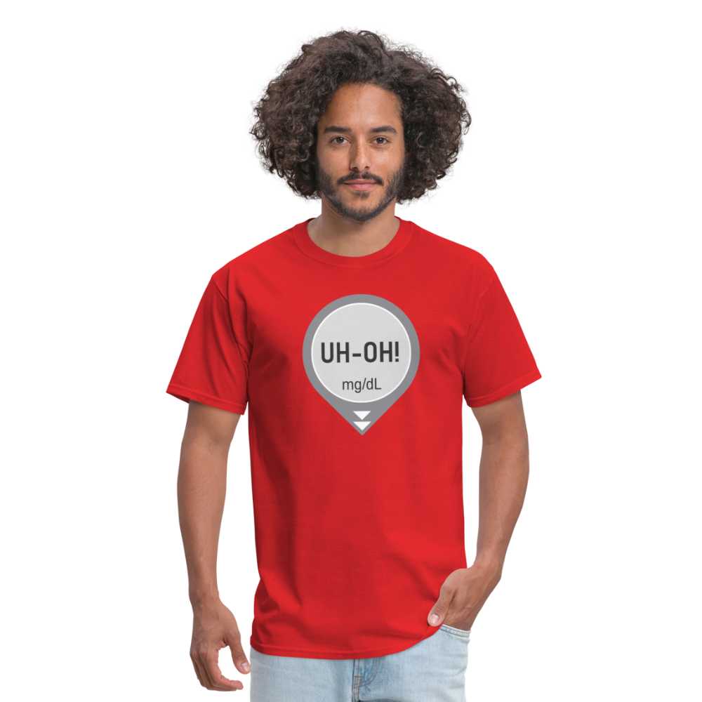 UH-OH! Dexcom Lows Alert Humor Adult Unisex T-Shirt - red