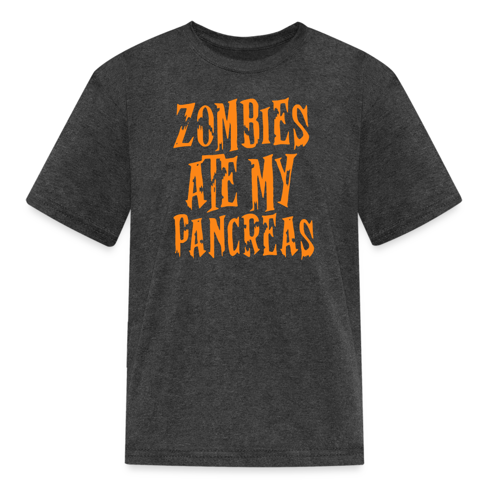 Zombies Ate My Pancreas Halloween Kids' T-Shirt - heather black