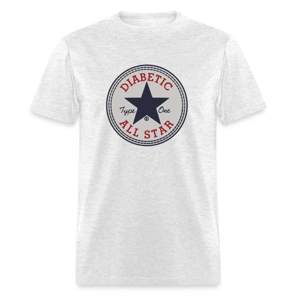 Type 1 All-Star Diabetic Morale Adult Unisex Ringspun Cotton T-Shirt - light heather gray