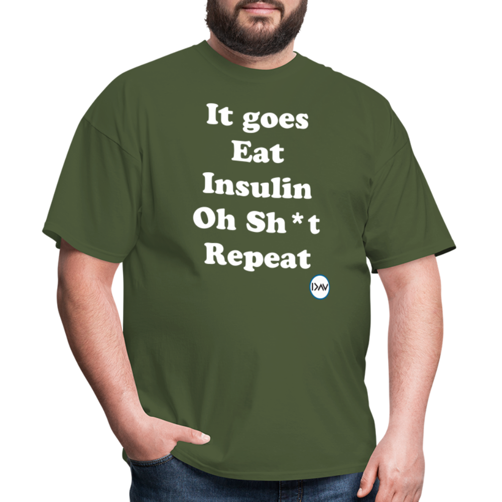 It goes Eat Insulin Oh Sh*t Repeat Parody Unisex Classic T-Shirt - military green
