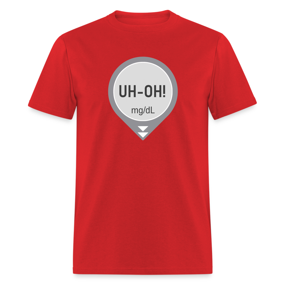 UH-OH! Dexcom Lows Alert Humor Adult Unisex T-Shirt - red