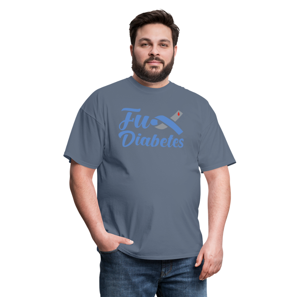 Fu*K Diabetes Blue Ribbon Diabetic Awareness Unisex T-Shirt - denim