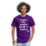 It goes Eat Insulin Oh Sh*t Repeat Parody Unisex Classic T-Shirt - purple