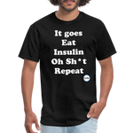 It goes Eat Insulin Oh Sh*t Repeat Parody Unisex Classic T-Shirt - black