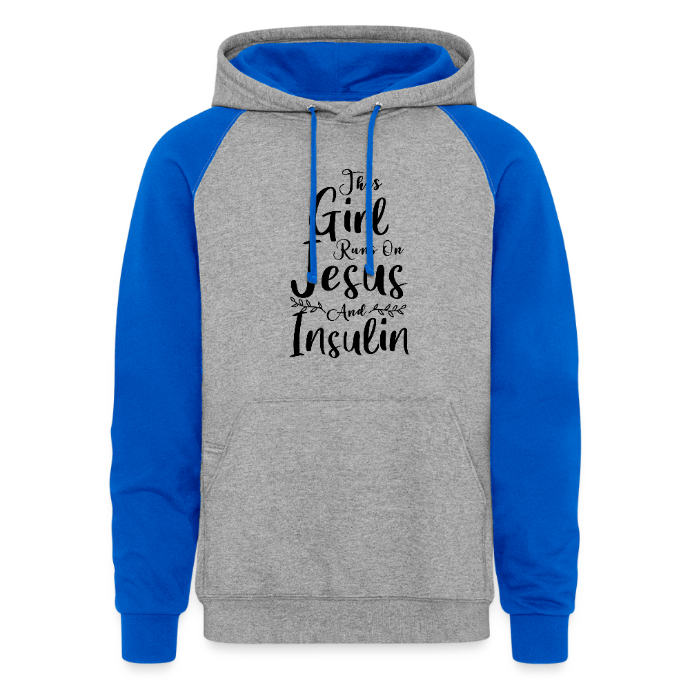 This Girl Runs On Jesus And Insulin Diabetic Warrior Premium Hoodie - heather grey/royal