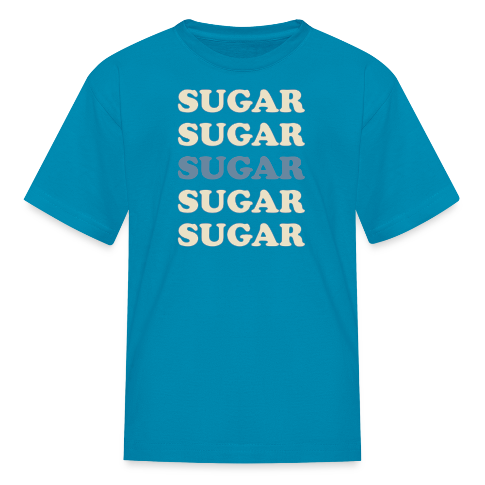 Hey Sugar Sugar Type 1 diabetes humor kids T-shirt in turquoise