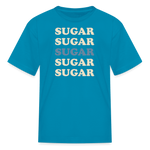 Hey Sugar Sugar Type 1 diabetes humor kids T-shirt in turquoise