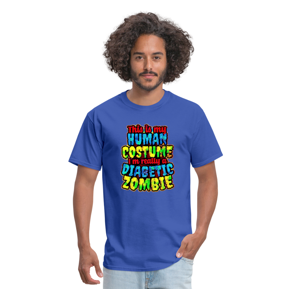 Human Costume Diabetic Zombie T-Shirt Halloween Humor : Unisex Tee Shirt - royal blue