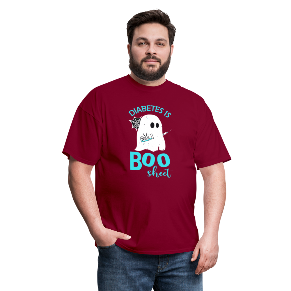 Diabetes Is Boo Sheet Funny Diabetic Halloween Humor Unisex T-Shirt - burgundy