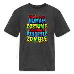 Diabetic zombie Halloween Type 1 diabetes kids T-shirt in heather black