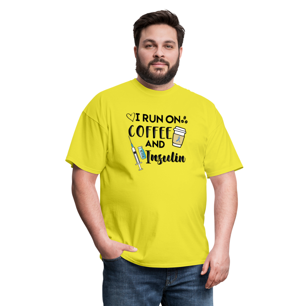 I Run On Coffee & Insulin Adult Unisex Softstyle T-Shirt - yellow