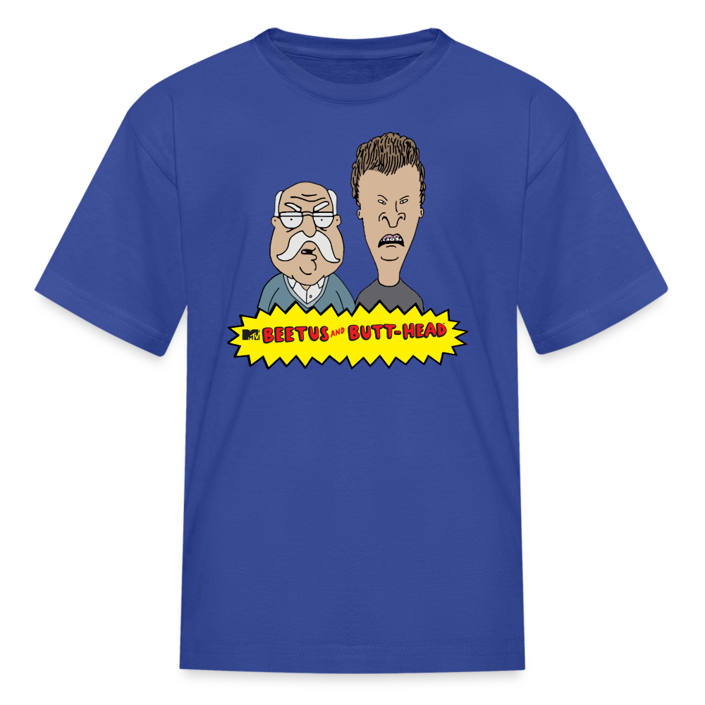 Beetus and Butthead kids diabetes humor T-shirt in royal blue