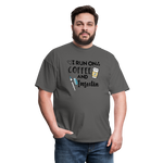 I Run On Coffee & Insulin Adult Unisex Softstyle T-Shirt - charcoal