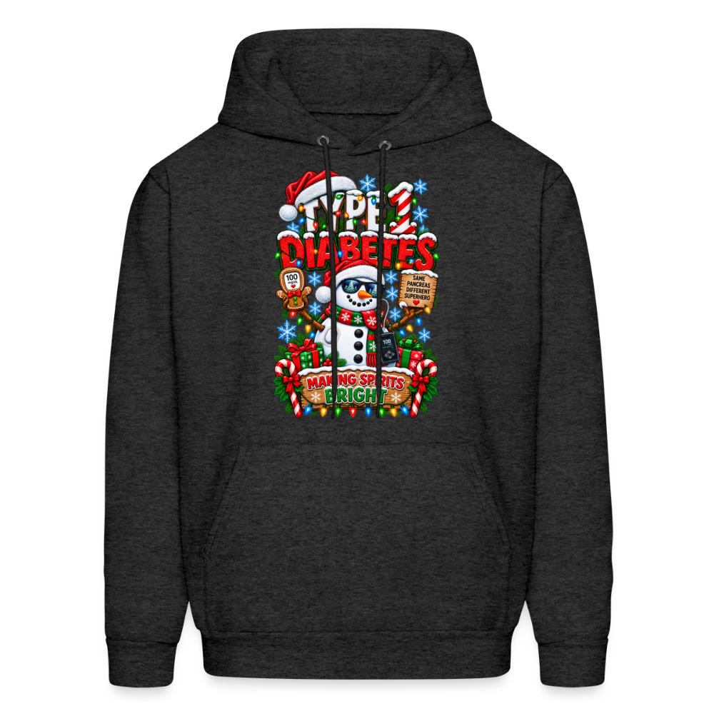 Type 1 Diabetes Ugly Christmas Men's Hoodie - charcoal grey