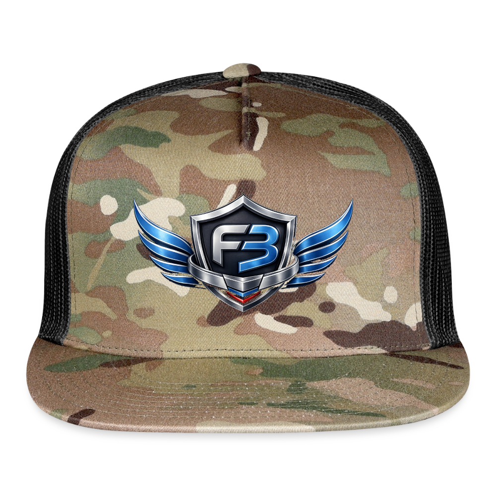 Freedom Band Snap Back Trucker Hat - MultiCam\black
