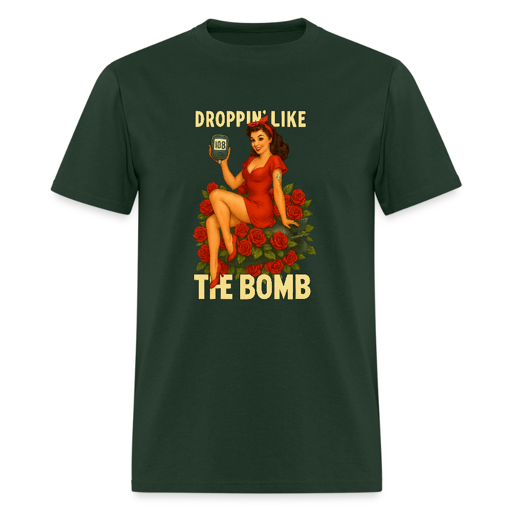 Droppin' Like The Bomb Diabetic Humor Unisex Comfort T-Shirt - forest green