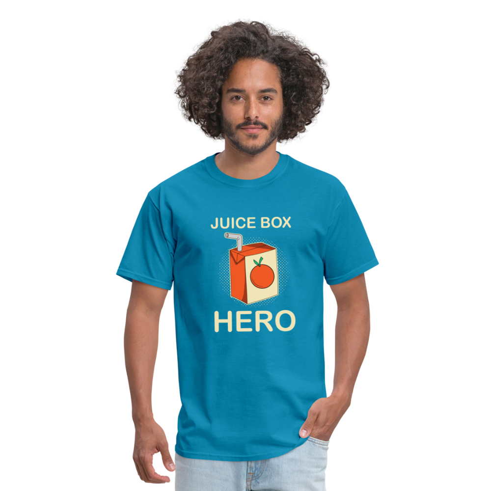 Juice Box Hero Diabetic Humor T1D Funny Unisex Softstyle Adult T-Shirt - turquoise