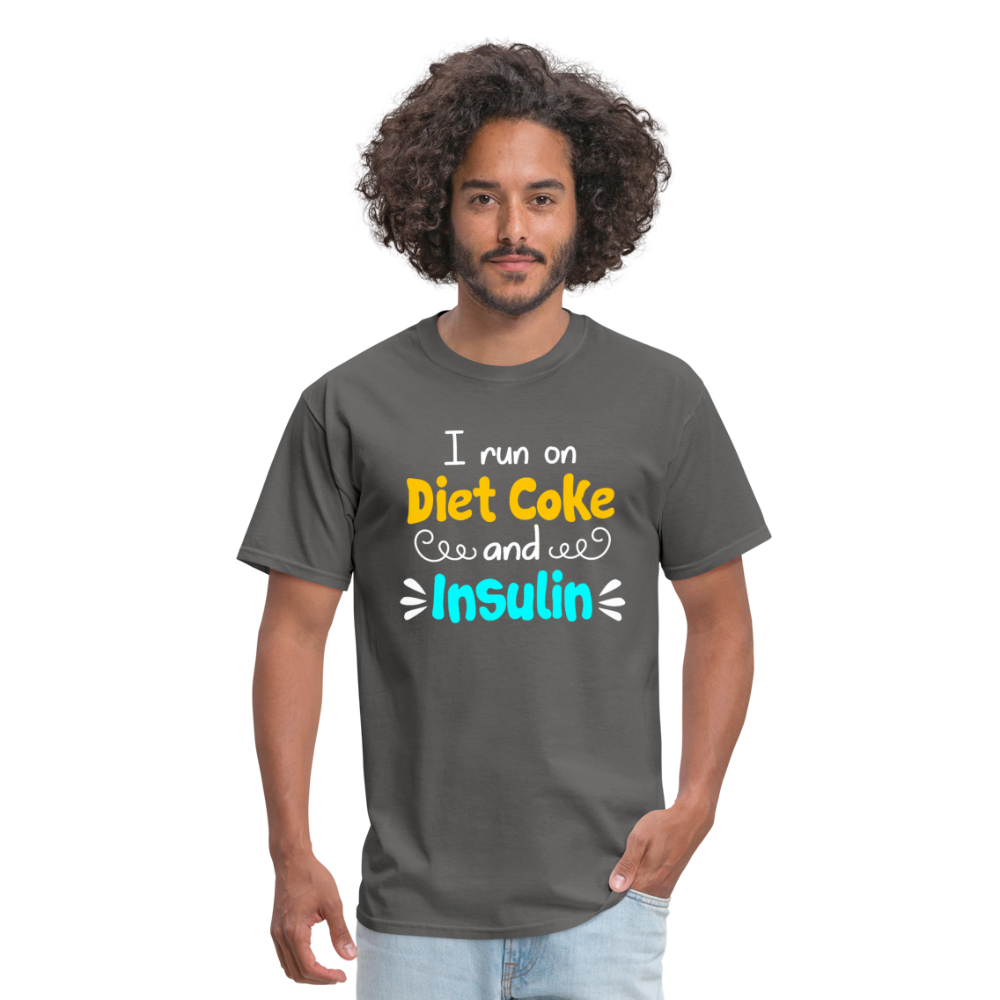 I Run On Diet Coke And Insulin Adult Funny Diabetes Awareness Unisex T-Shirt - charcoal