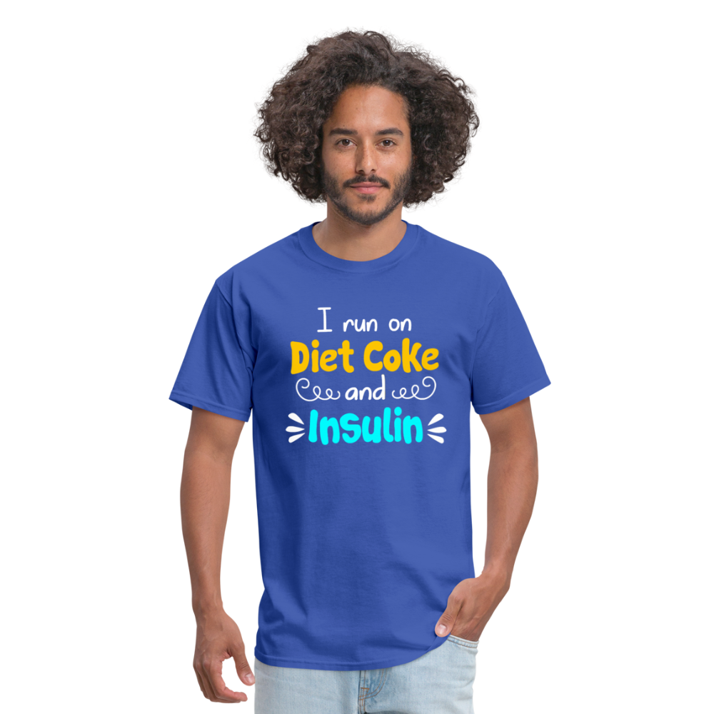 I Run On Diet Coke And Insulin Adult Funny Diabetes Awareness Unisex T-Shirt - royal blue