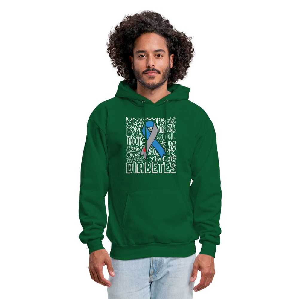 Diabetes Awareness Ribbon Unisex Softstyle Hoodie - forest green