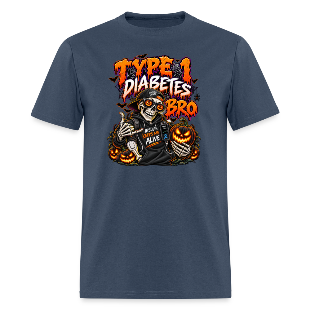 Type 1 Diabetes Bro Halloween Unisex Premium T-Shirt -  blue dusk