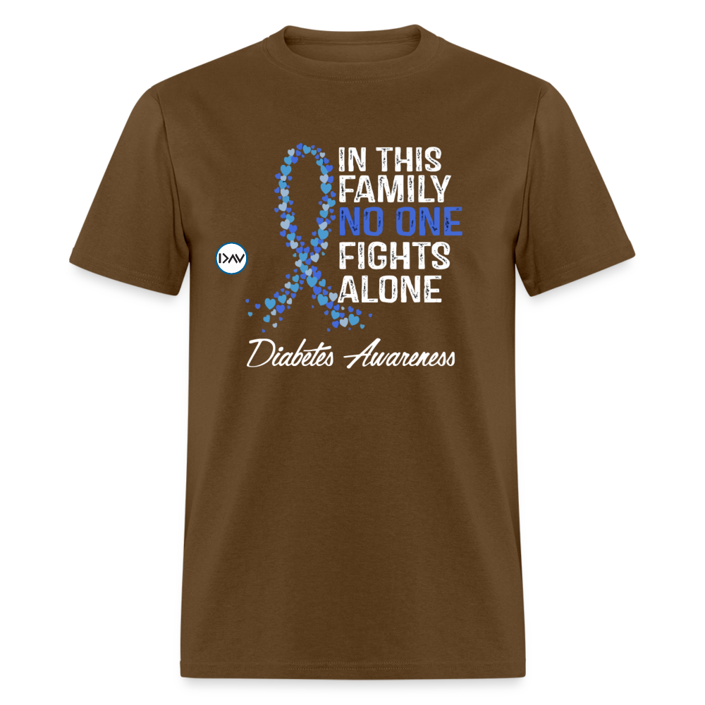 Family No One Fights Alone Diabetes Awareness Adult Unisex T-Shirt - brown