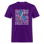 Diabetes Awareness Ribbon Word Art Artwork Unisex Softyle T-Shirt - purple