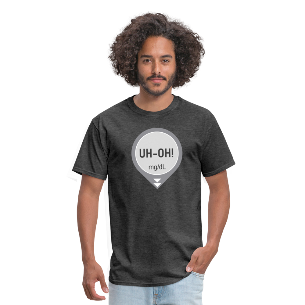 UH-OH! Dexcom Lows Alert Humor Adult Unisex T-Shirt - heather black