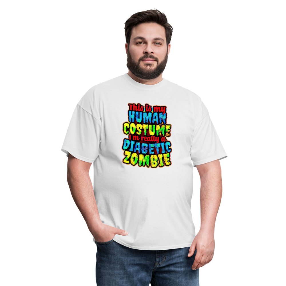 Human Costume Diabetic Zombie T-Shirt Halloween Humor : Unisex Tee Shirt - white