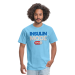 Insulin Mode "ON" Adult Diabetic Humor Unisex T-Shirt - aquatic blue