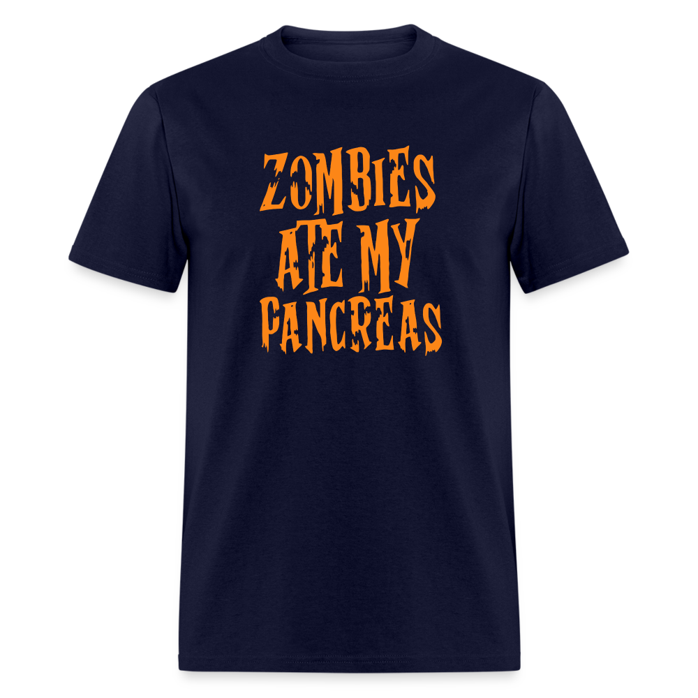 Zombies Ate My Pancreas Diabetic Humor Adult T-Shirt - navy