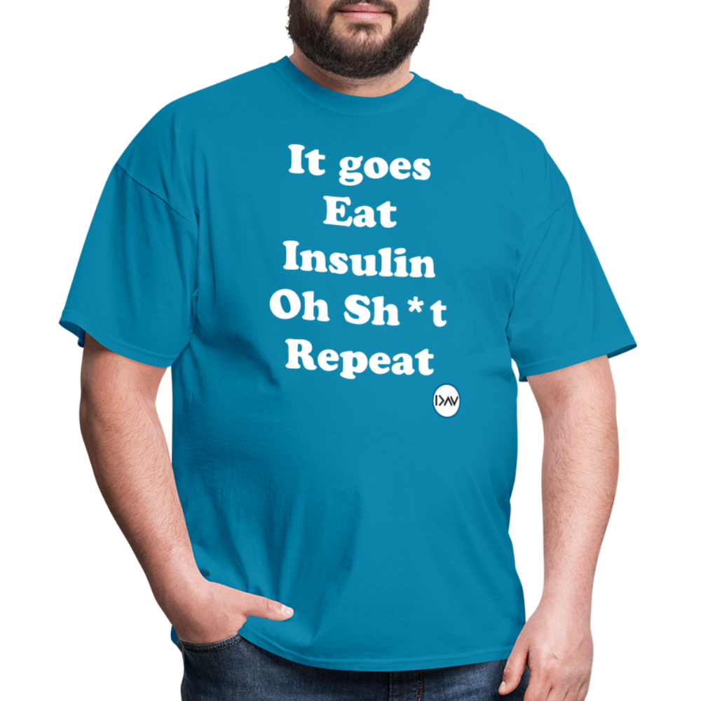 It goes Eat Insulin Oh Sh*t Repeat Parody Unisex Classic T-Shirt - turquoise