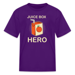 Juice Box Hero Type 1 diabetes awareness kids T-shirt in purple