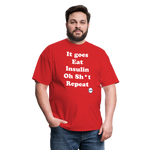 It goes Eat Insulin Oh Sh*t Repeat Parody Unisex Classic T-Shirt - red