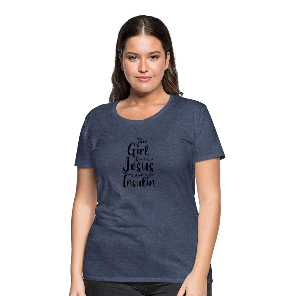 This Girl Runs On Jesus & Insulin Women’s Comfort T-Shirt - heather blue