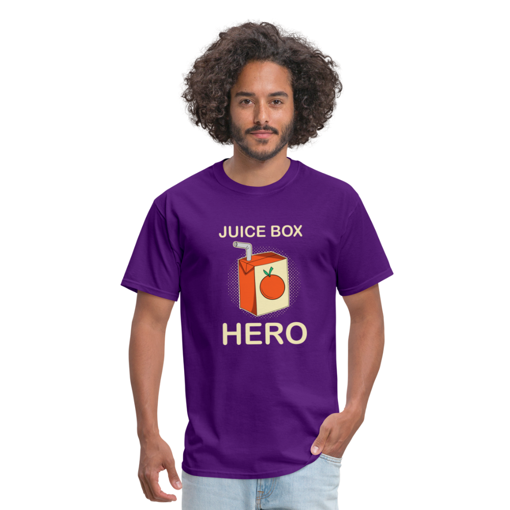 Juice Box Hero Diabetic Humor T1D Funny Unisex Softstyle Adult T-Shirt - purple