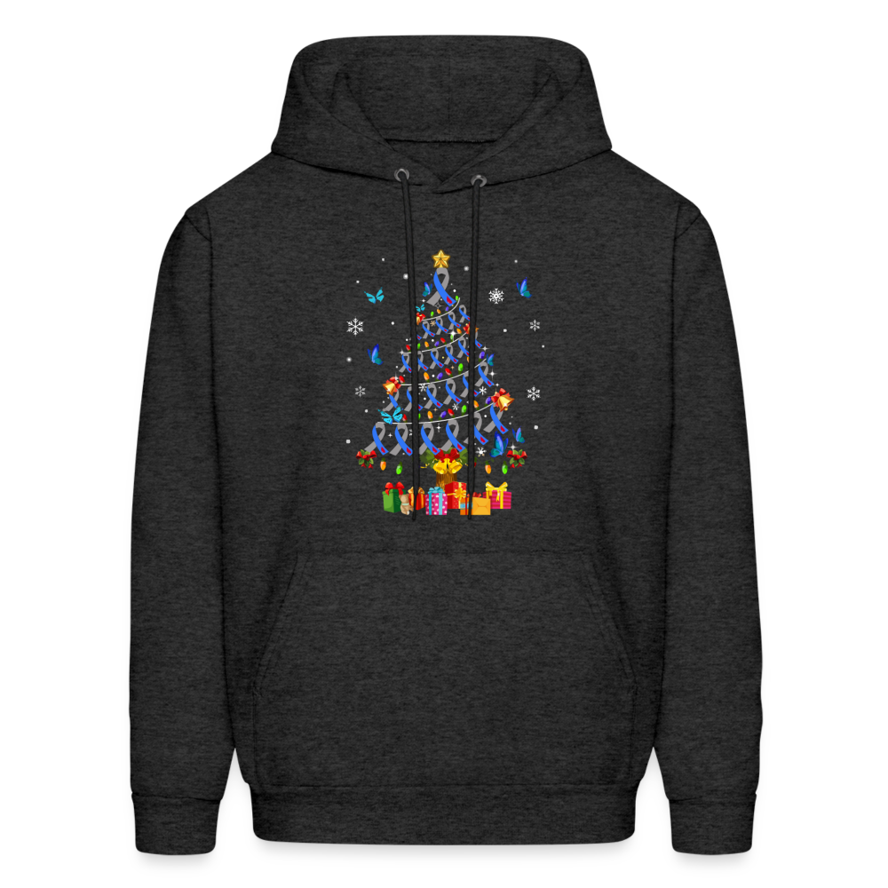 Diabetes Awareness Blue Ribbon Holiday Christmas Tree Sweater - charcoal grey