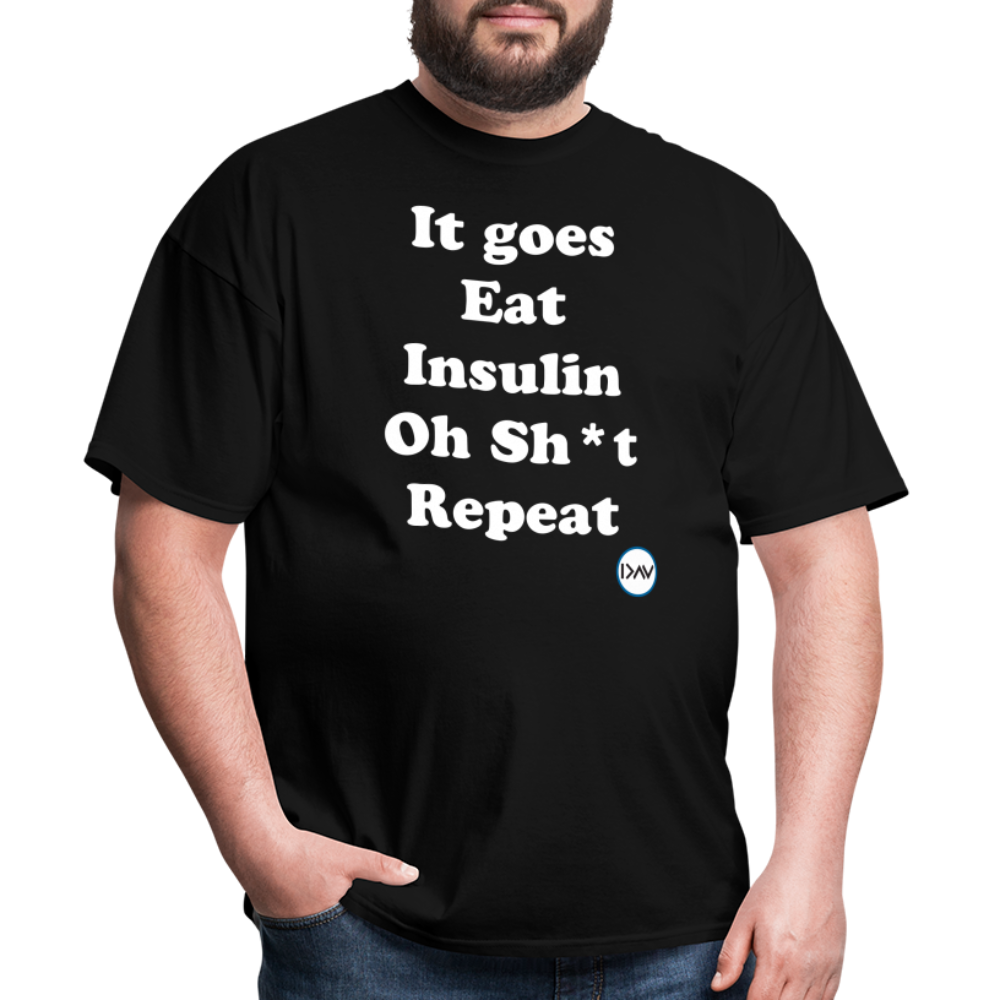 It goes Eat Insulin Oh Sh*t Repeat Parody Unisex Classic T-Shirt - black