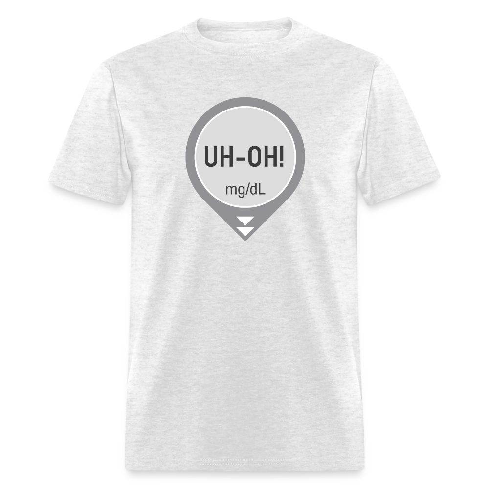 UH-OH! Dexcom Lows Alert Humor Adult Unisex T-Shirt - light heather gray