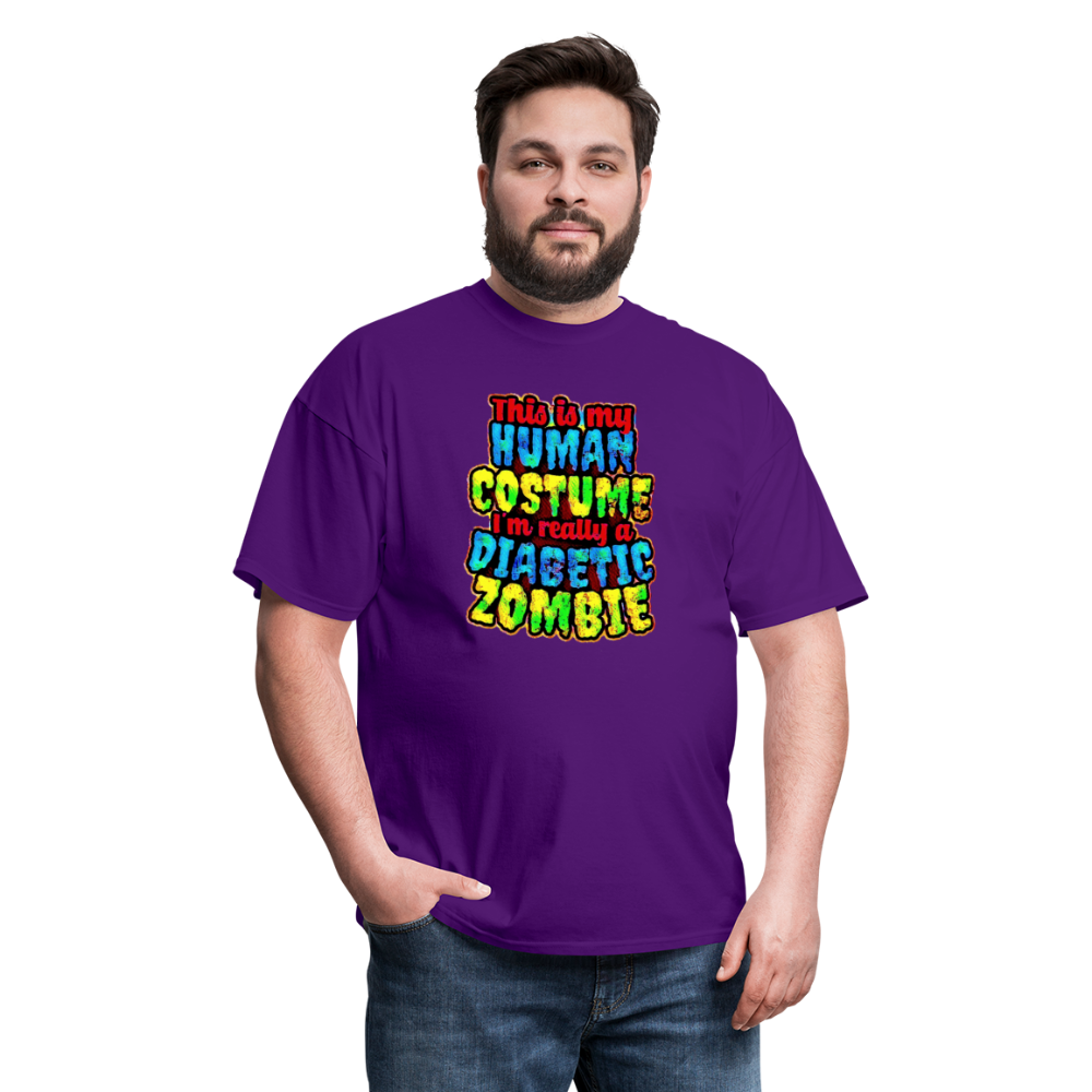 Human Costume Diabetic Zombie T-Shirt Halloween Humor : Unisex Tee Shirt - purple