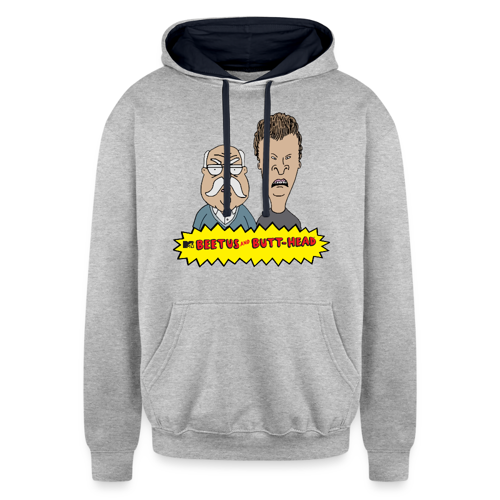 Beetus and Butthead "W. Brimley Mashup"  Premium Adult Hoodie - heather gray/navy