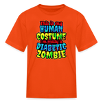 Diabetic zombie Halloween Type 1 diabetes kids T-shirt in orange