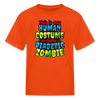 Human Costume & Diabetic Zombie Halloween Funny Kids Youth T-Shirt - orange