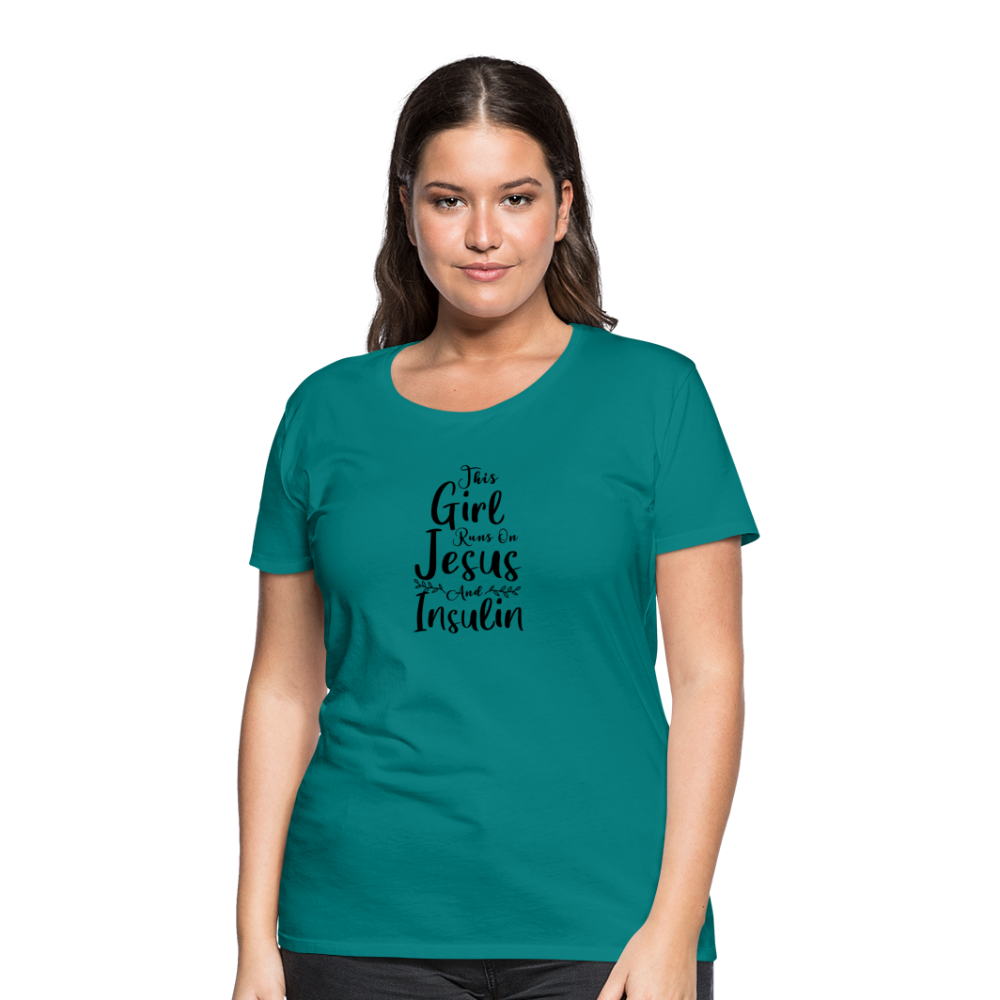 This Girl Runs On Jesus & Insulin Women’s Comfort T-Shirt - teal