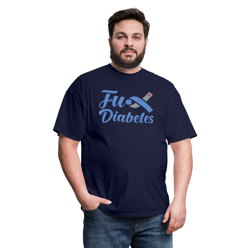 Fu*K Diabetes Blue Ribbon Diabetic Awareness Unisex T-Shirt - navy