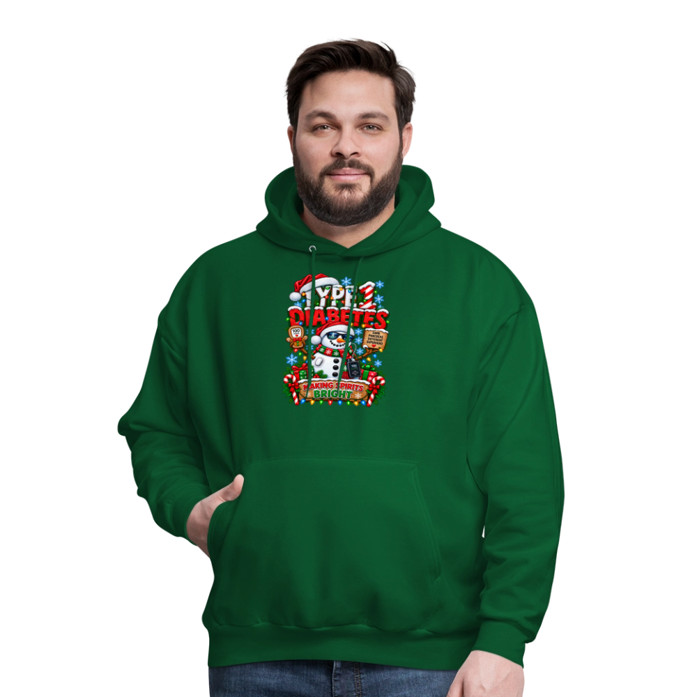 Type 1 Diabetes Ugly Christmas Men's Hoodie - forest green