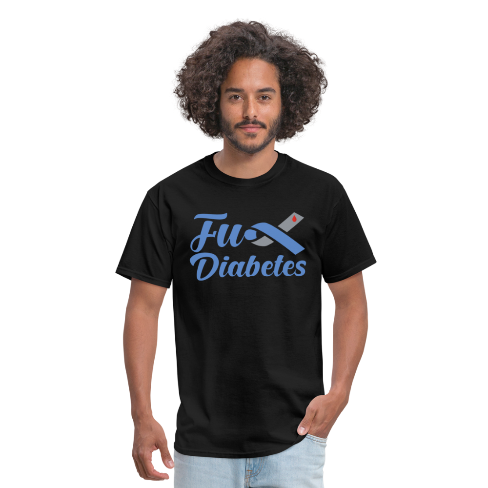 Fu*K Diabetes Blue Ribbon Diabetic Awareness Unisex T-Shirt - black