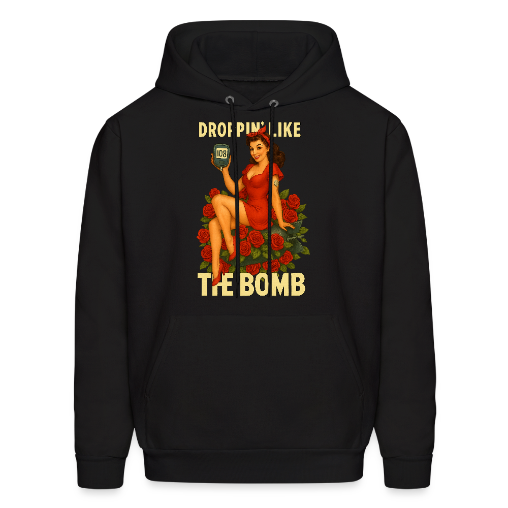 Droppin' Like The Bomb T1D Awarness Pin-up Style Unisex Hoodie - black