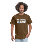Type 1 Diabetes Warrior Blue Ribbon Pride T-Shirt - brown